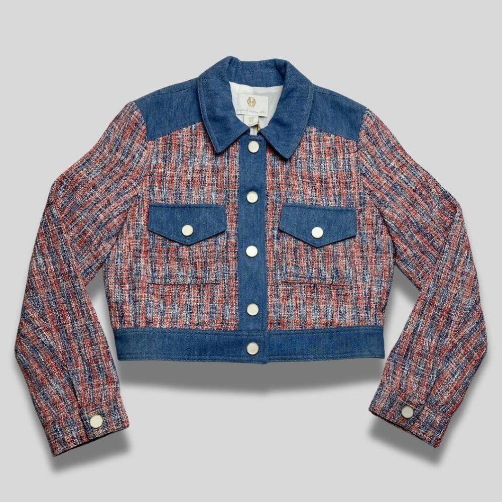 House Of Harlow 1960 New Tweed Denim Western Style Jacket Size M
